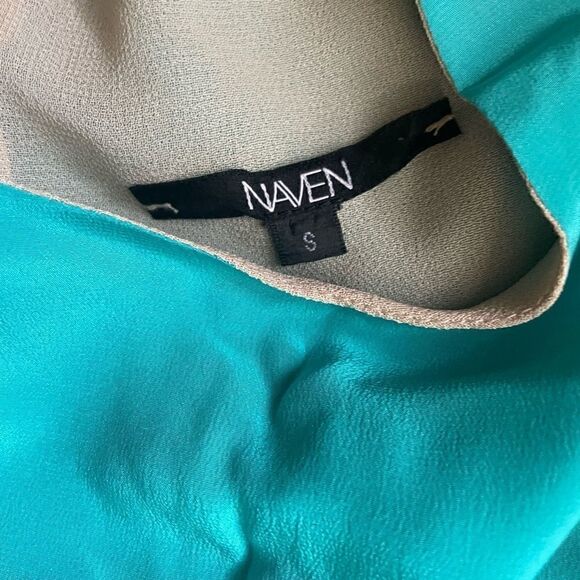 NAVEN Turquoise cut out mini silk dress size S - Picture 5 of 6